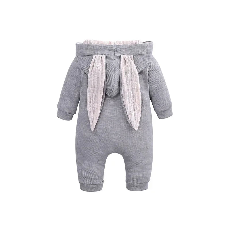 Baby Romper 3–18M, Cartoon Hooded Long Sleeve Jumpsuit