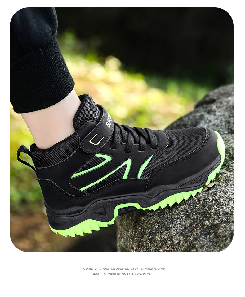 Boys’ Leather Sports Sneakers – Non-Slip, Breathable (Sizes 29–40)