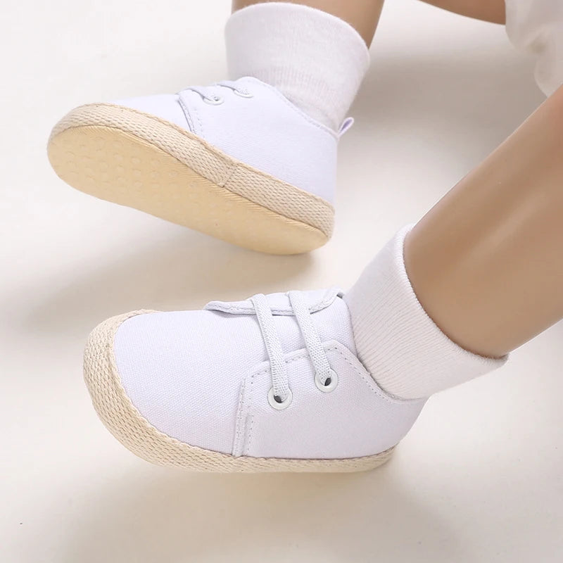 Infant Spring Sneakers (0–18M) – White Non-Slip Soft-Soled Shoes