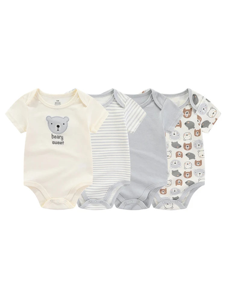 Baby Boys & Girls Cotton Onesies (4PCS)