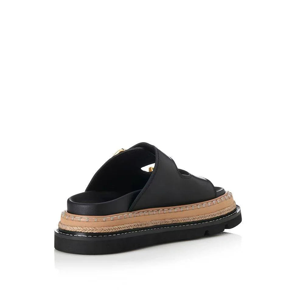 Summer classic leather round toe with buckle for height increase, lightweight and versatile thick soled shoes