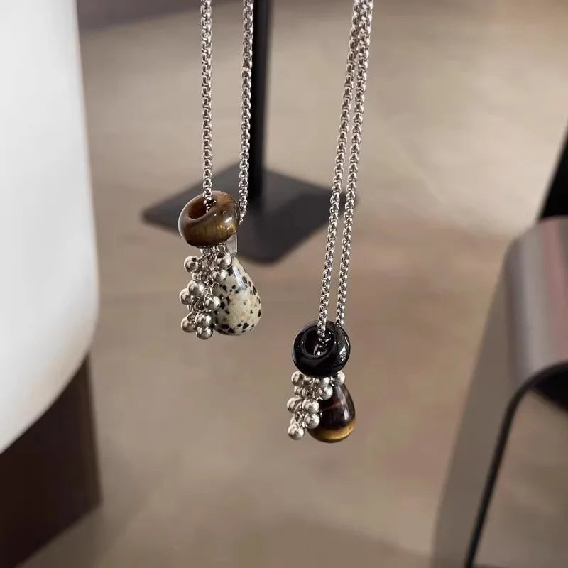 Irregular Tiger Eye Stone Pendant Necklace