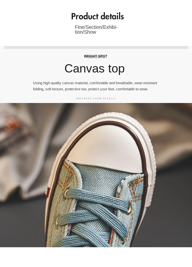 Kids’ Retro High-Top Canvas Shoes – Soft, Non-Skid Casual