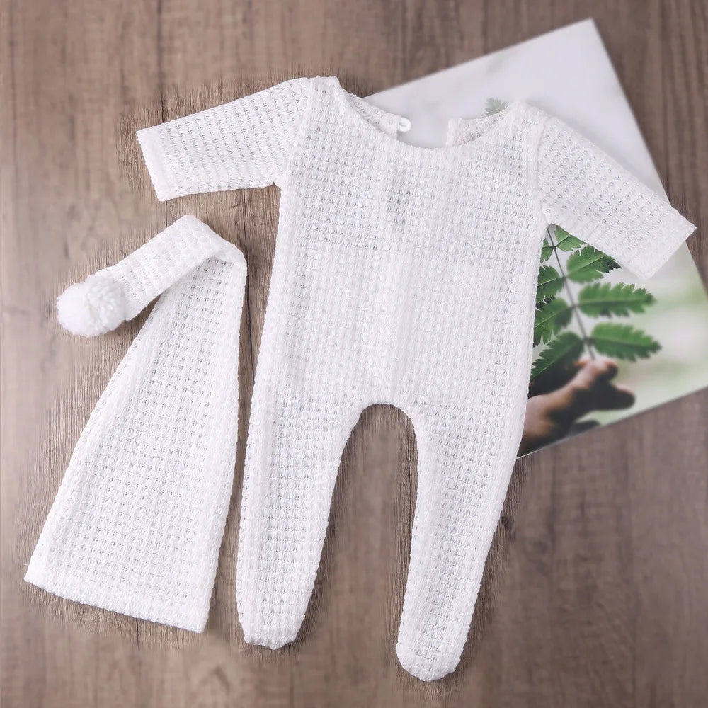 Infant Footed Romper Set, Photo Shoot Outfit with Hat