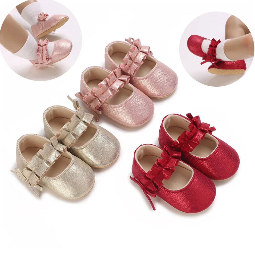 Baby Shoes (0–18M) – Plush Soft Bow Casual Sneakers