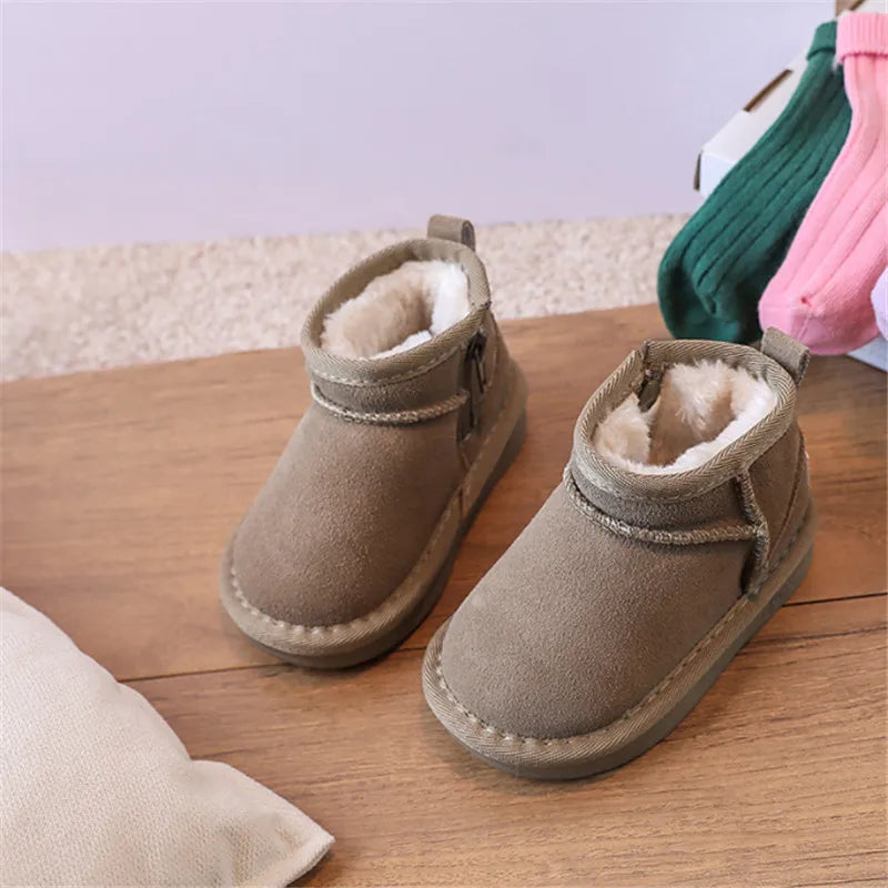 Baby Winter Snow Boots – Leather Plush Non-Slip Toddler Shoes
