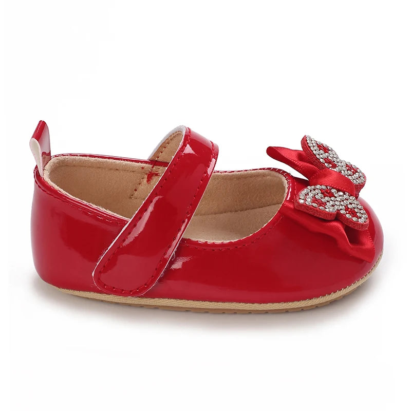 Infant & Toddler Mary Jane Shoes – Bow Faux Leather Flats with Easy Fasten