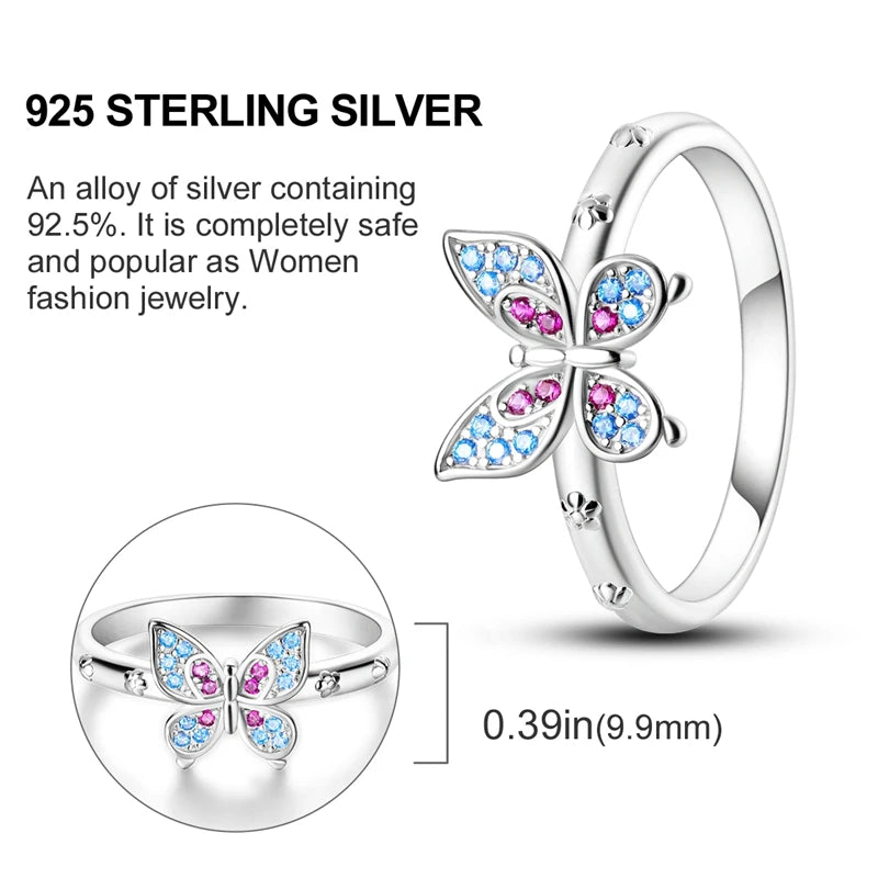 Original 925 Sterling Silver Rings For Women High Quality Zircon Sets Eternal Love Star Moon Princess Finger Rings Jewelry Gifts