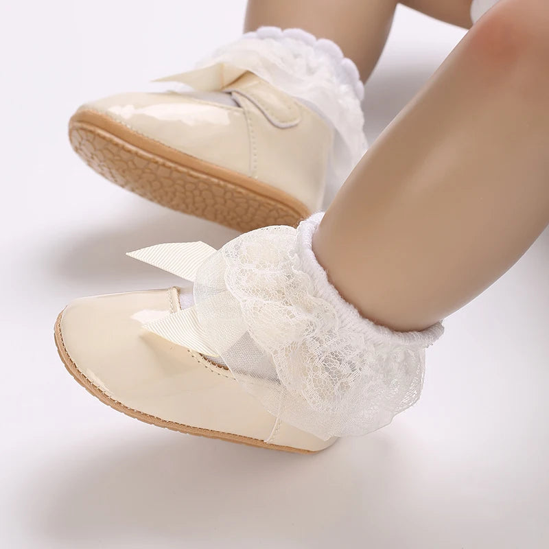 Baby Girl Bow Flats – Soft Sole Non-Slip First-Step Sandals