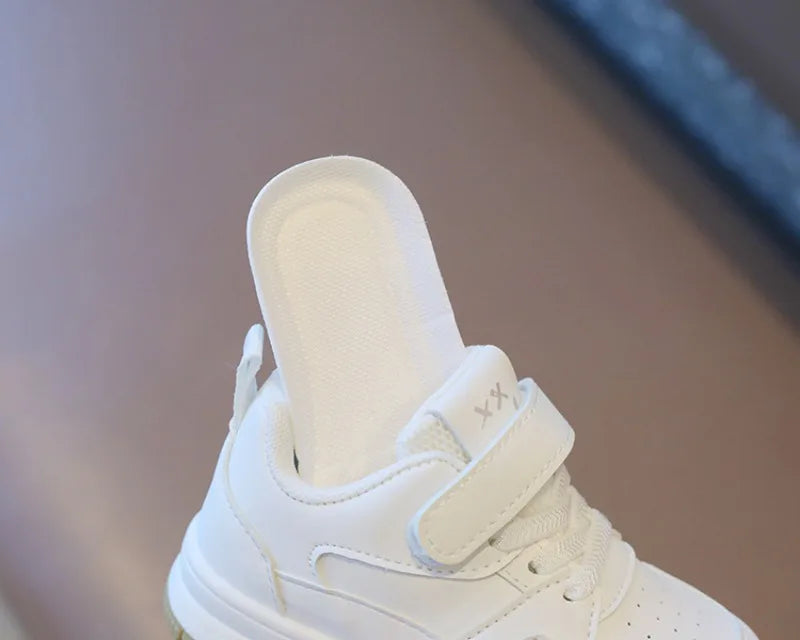Kids White Spring/Autumn Sneakers – Lightweight Soft-Sole Casual Shoes