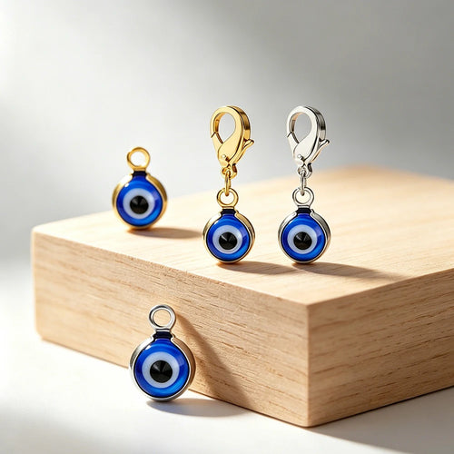 5Pcs Blue Evil Eye Stainless Steel