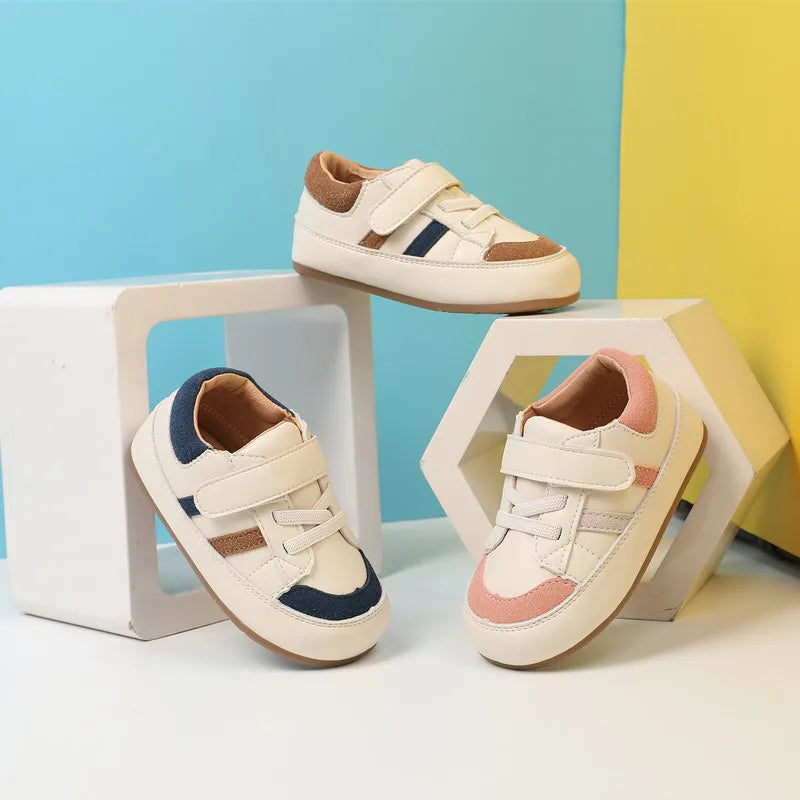 Baby & Toddler Leather Sneakers (0–5Y) – Soft Sole Outdoor Shoes