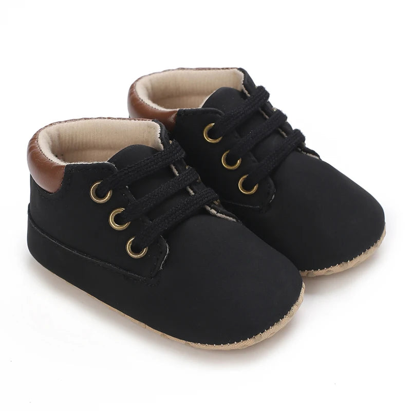 Baby Walking Shoes (0–18M) – Lace-Up Casual Flat Sneakers