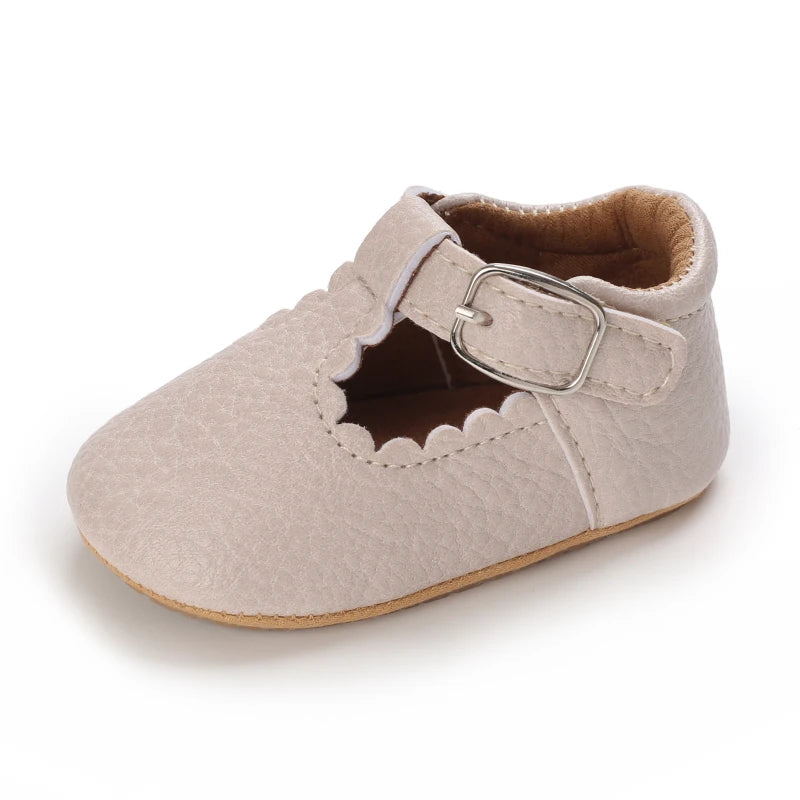Baby Stripe Leather Shoes – Multicolor Non-Slip First Walkers