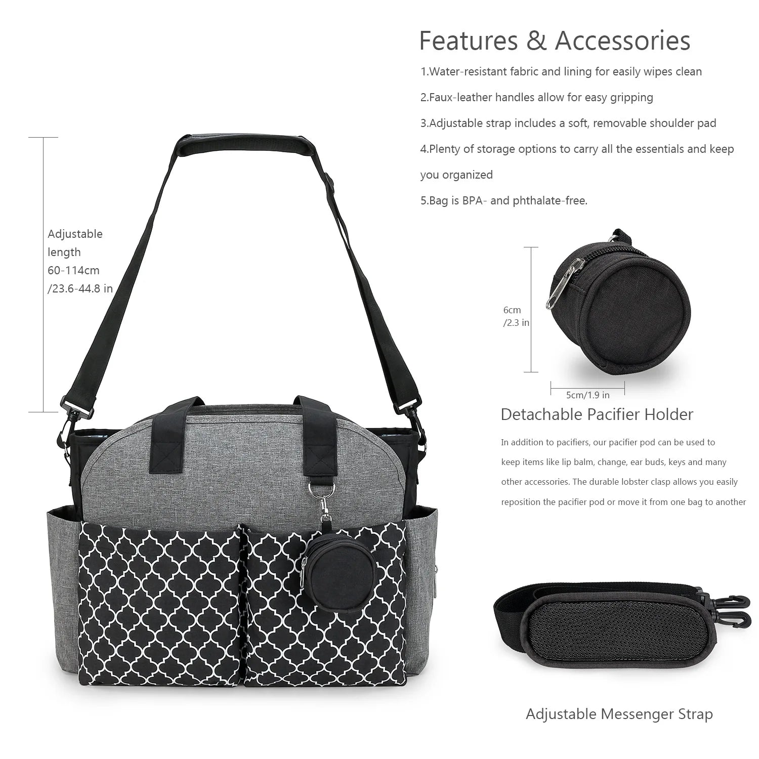 Diaper Bag Tote – Waterproof, Portable Baby Changing Bag with Shoulder Strap for Moms