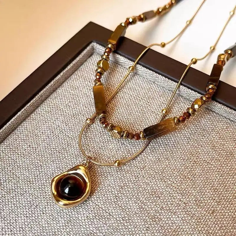Retro Temperament Layered Tiger Eye Stone
