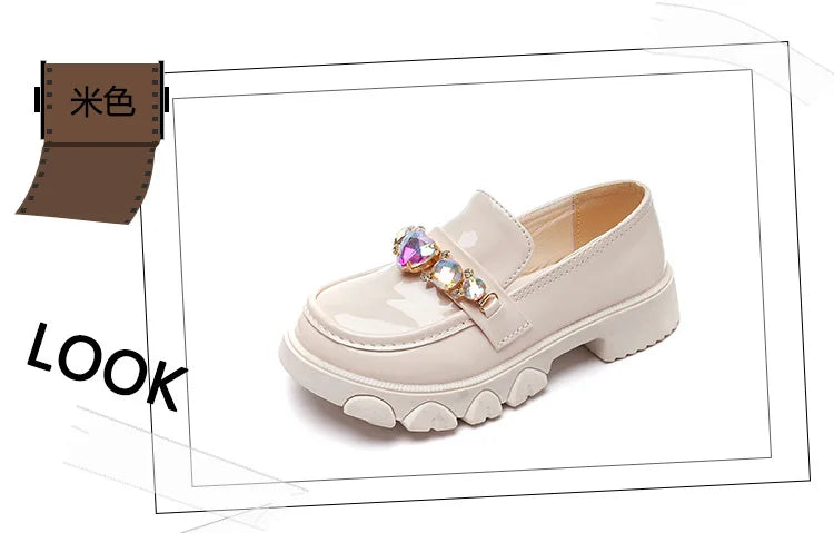 Girls’ Leather Princess Shoes – Low-Heeled Wedding Shoes