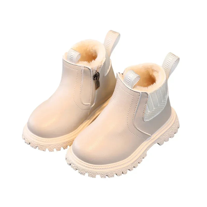 Kids’ Ankle Leather Boots – Warm, Comfortable, Non-Slip