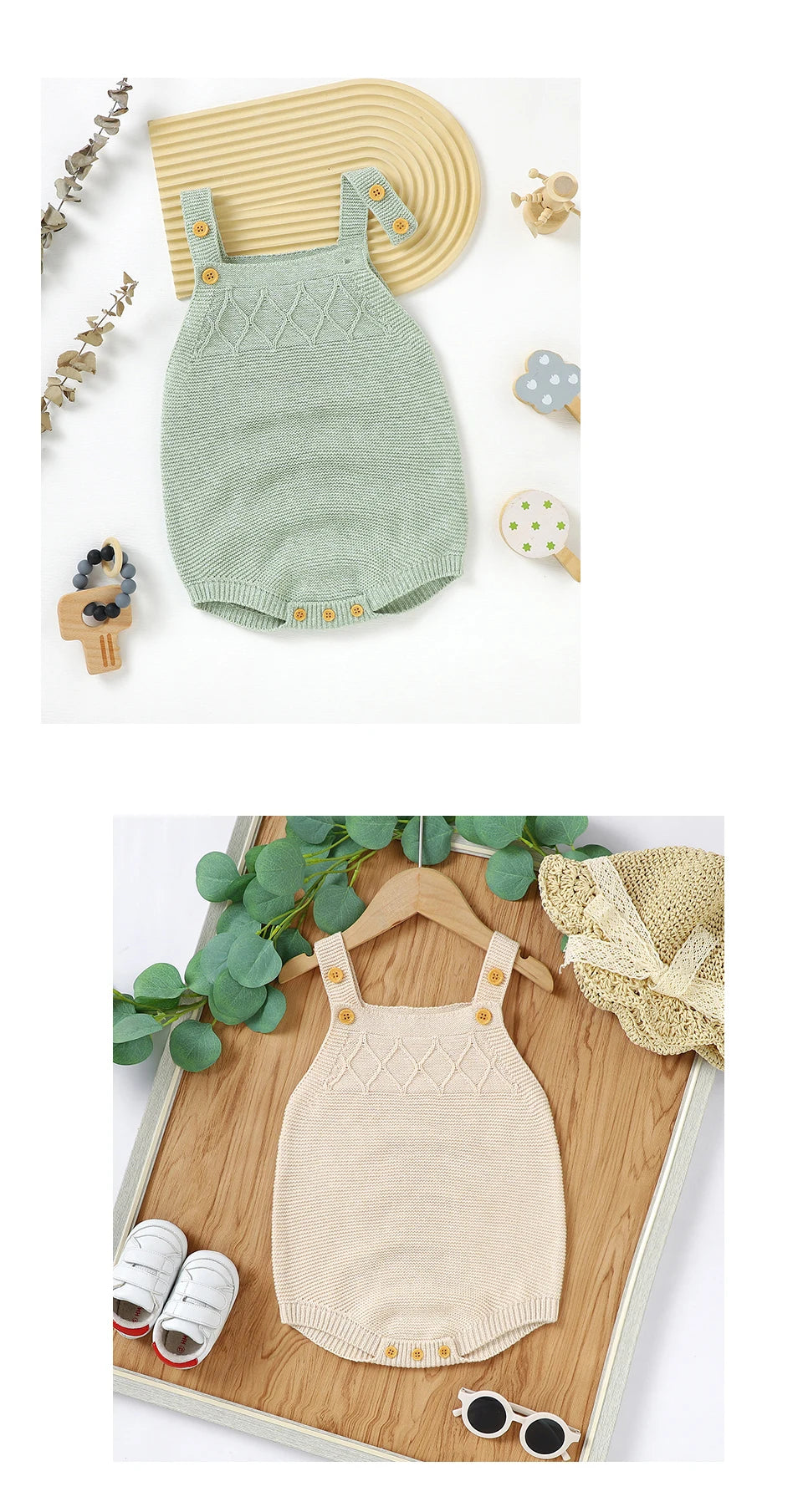 Newborn Baby Boys & Girls Sleeveless Knit Jumpsuit