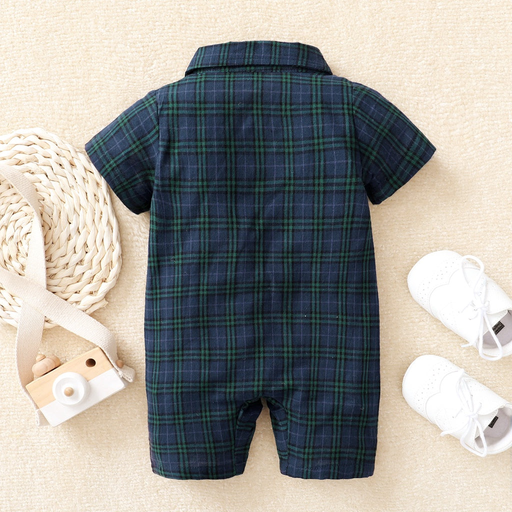 Baby Boy Plaid Gentleman Romper (0-18M)