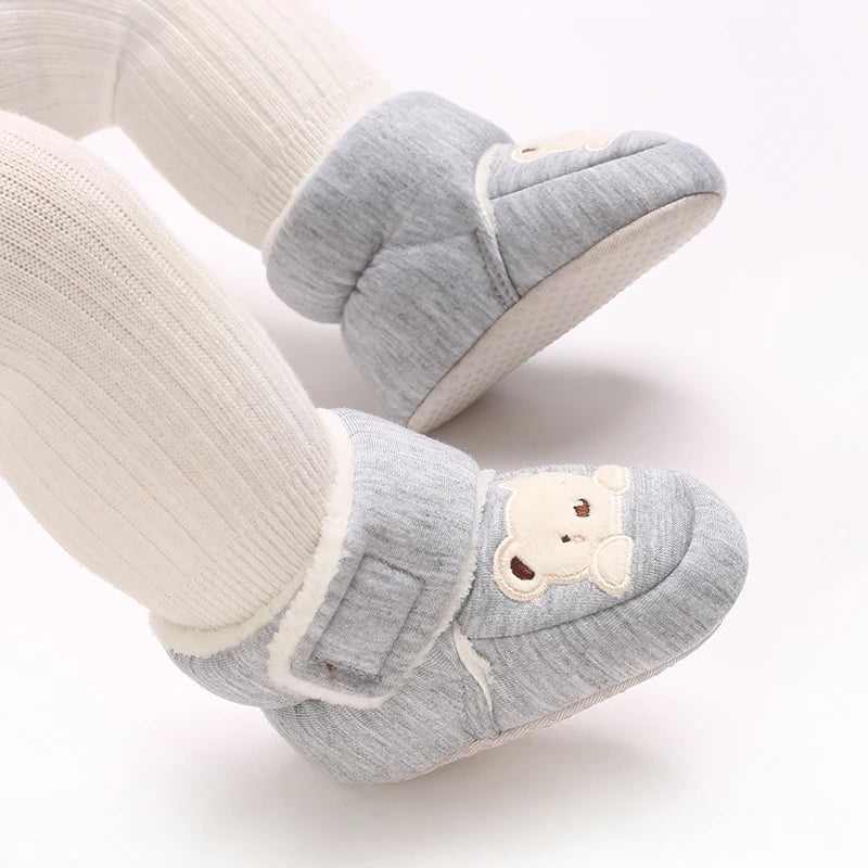 Baby Winter Cotton Shoes (0–1Y) – Thick Warm Teddy Bear Walking Shoes