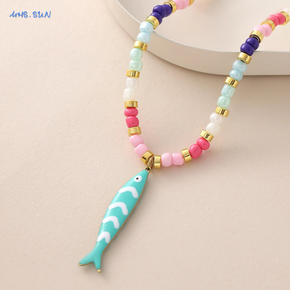 Enamel Fish Pendant Necklace