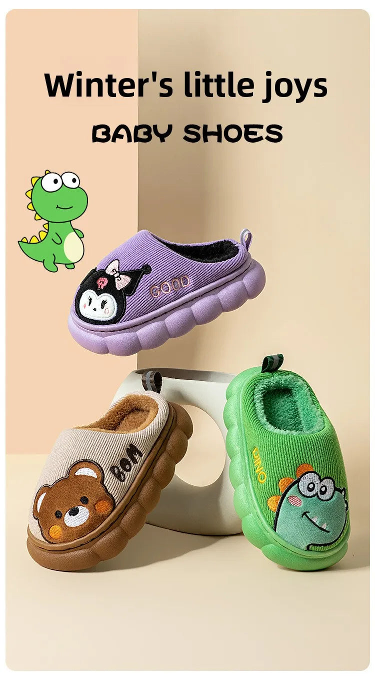 Kids’ Cotton Slippers – Warm, Anti-Slip Cartoon Plush Shoes