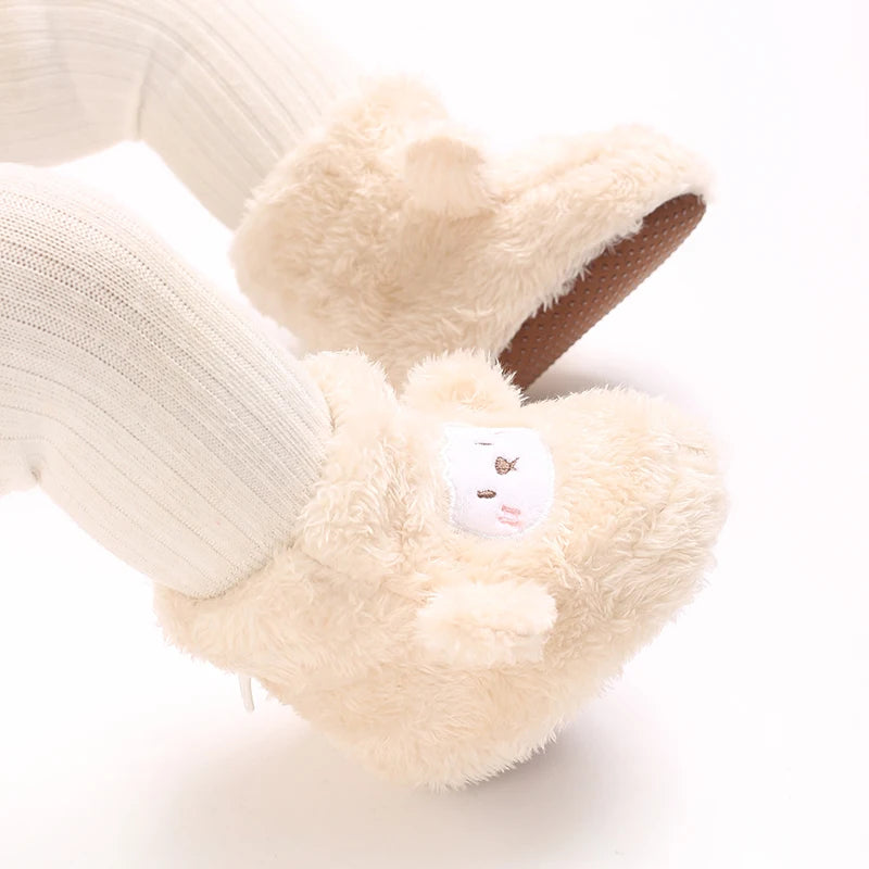 Baby Winter Cotton Shoes (0–1Y) – Thick Warm Teddy Bear Walking Shoes