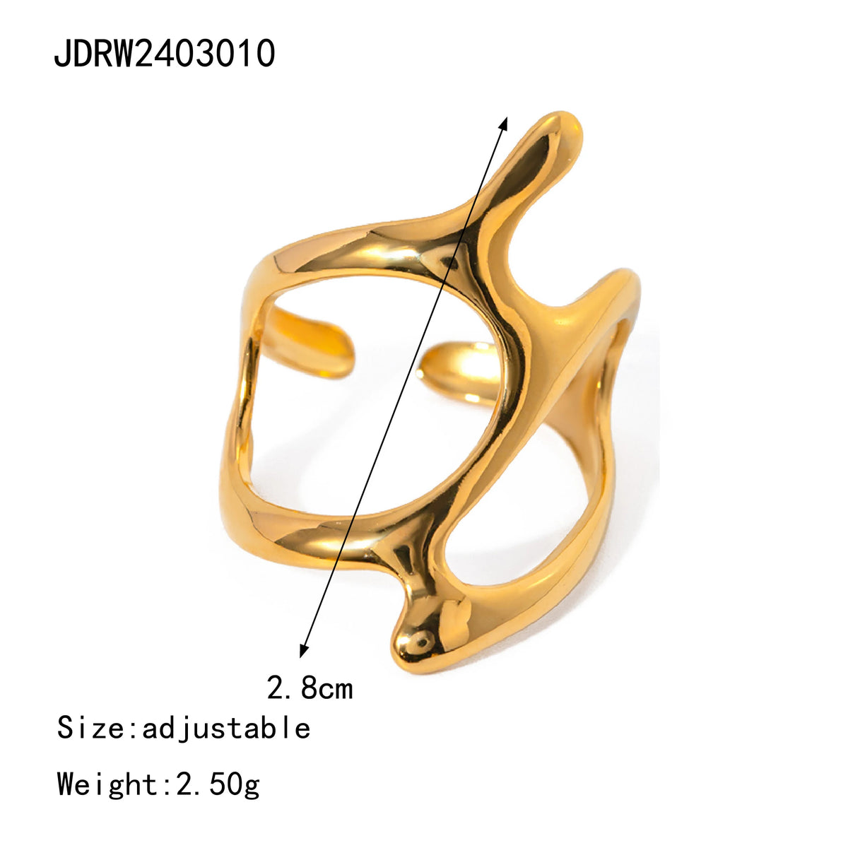 Gold Stainless Steel Hollow Ring