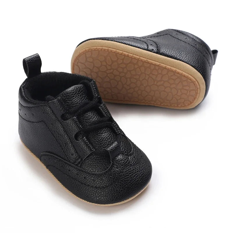 Baby Boys’ Moccasins – White Soft-Sole Non-Slip First-Step Shoes