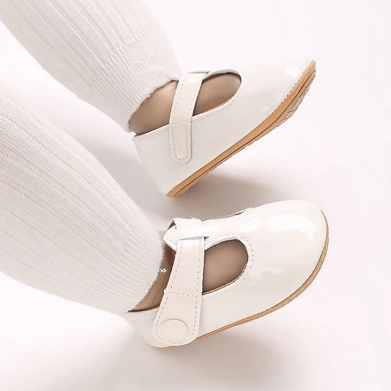 Baby Mary Jane Shoes (0–18M) – PU First Walkers with Bowknot
