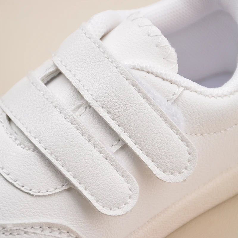 Unisex Toddlers’ White Sneakers – Lightweight Non-Slip First Walking Shoes