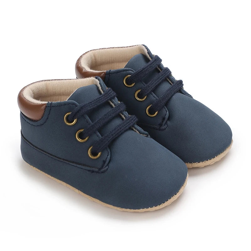 Baby Walking Shoes (0–18M) – Lace-Up Casual Flat Sneakers