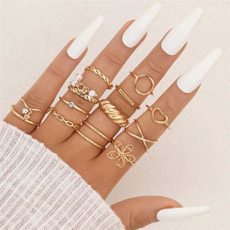 Heart Geometric Gold Butterfly Ring