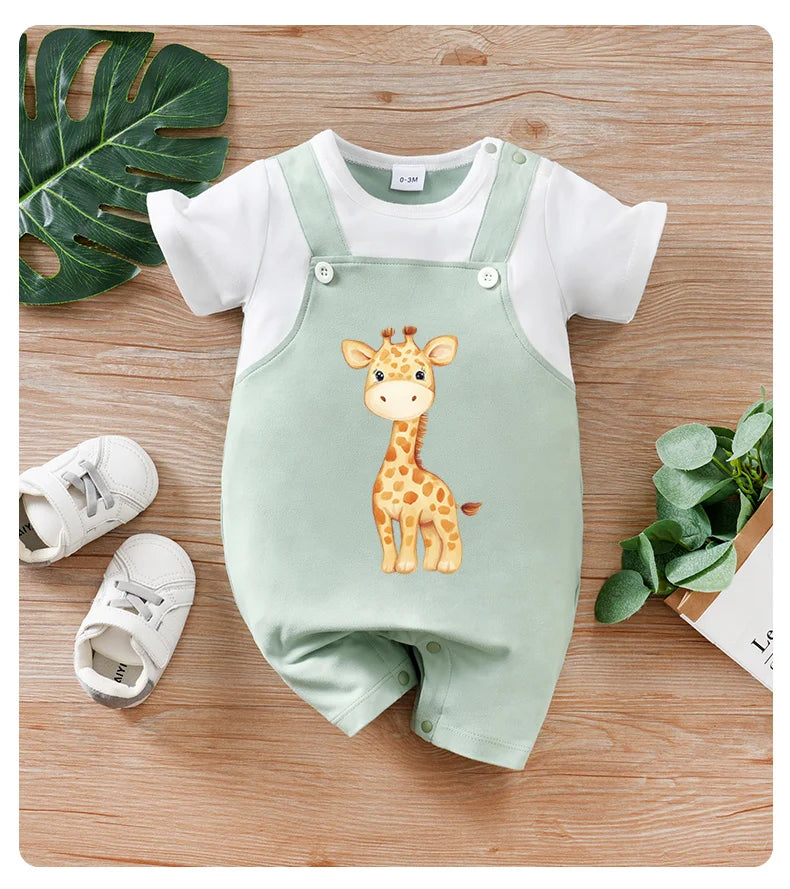 2-piece comfortable and cute round-neck jumpsuit