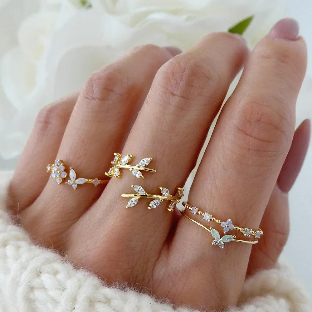 Gold Love Heart Butterfly Ring