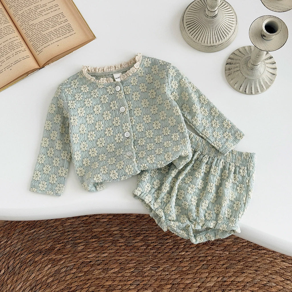 Breathable Long Sleeve Top & Shorts Baby 2Pcs Set