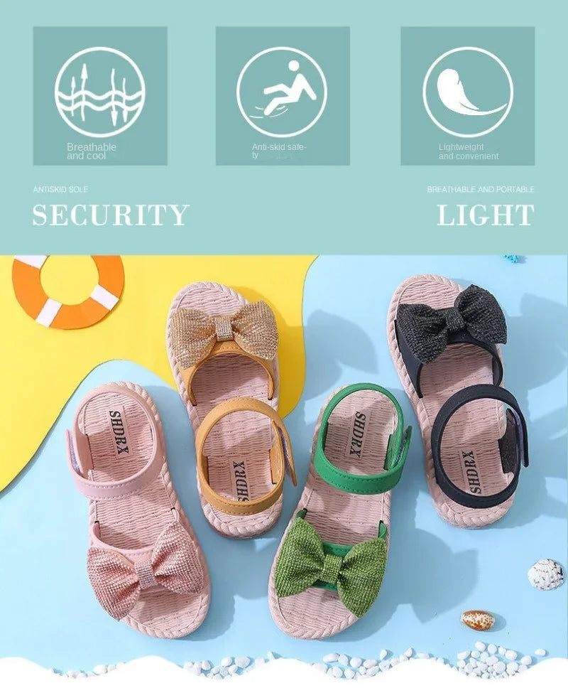 Girls’ Summer Sandals – Bow, Soft Sole, Non-Slip