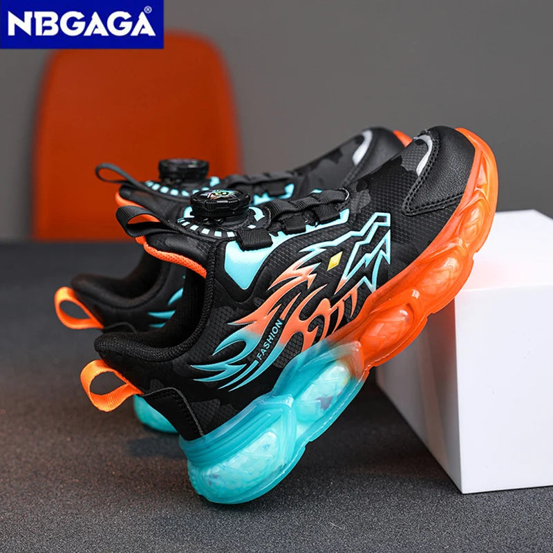 Kids Leather Sneakers – Lightweight Non-Slip Dragon Pattern Shoes (Size 28–39)