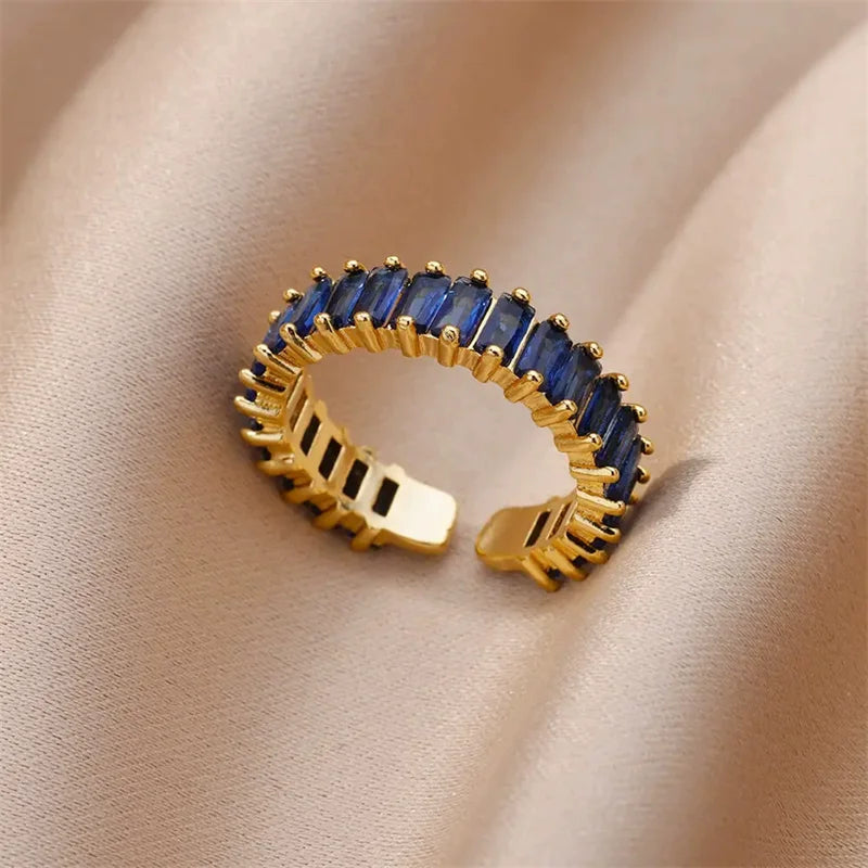 Eilieck Stainless Steel Zirconia Ring