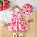 Summer Dress,Strap Dress & Hat Two Piece Set for 0-3 Year