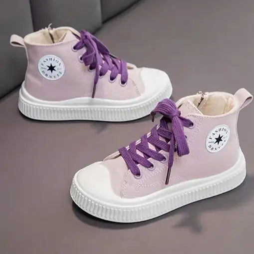 Kids Canvas Sneakers – Zipper Boots, Comfortable & Breathable Shoes