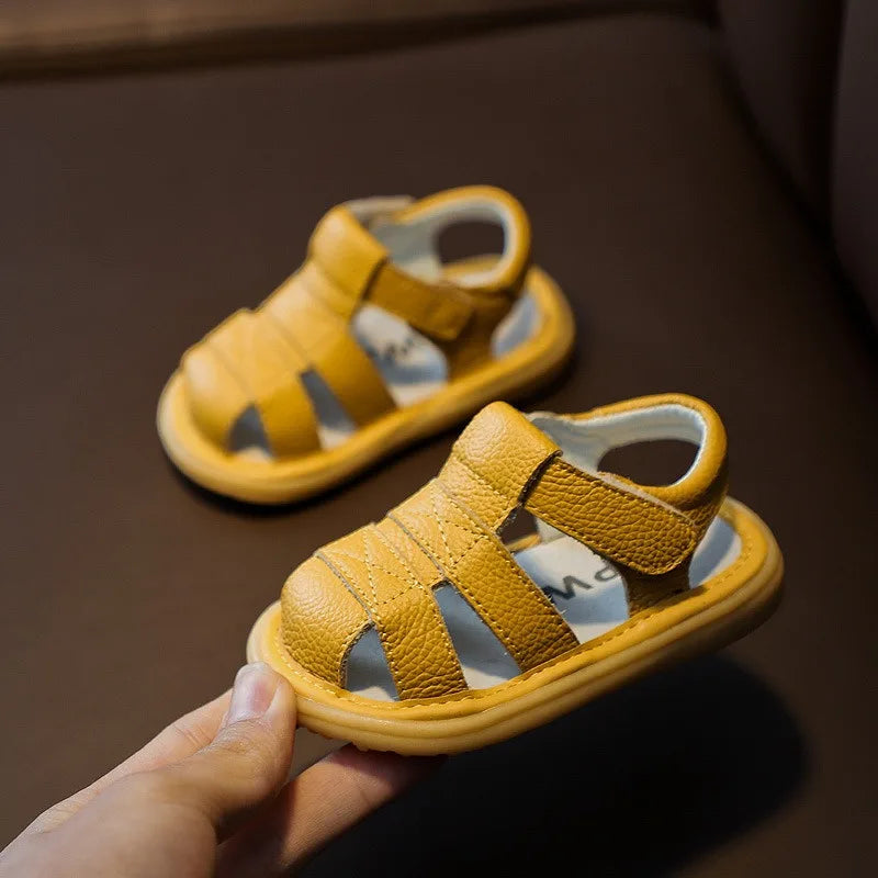 Baby Leather Sandals – Soft Anti-Collision Summer Shoes for Toddlers