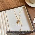 Geometric Retro Tiger Eye Stone Pendant