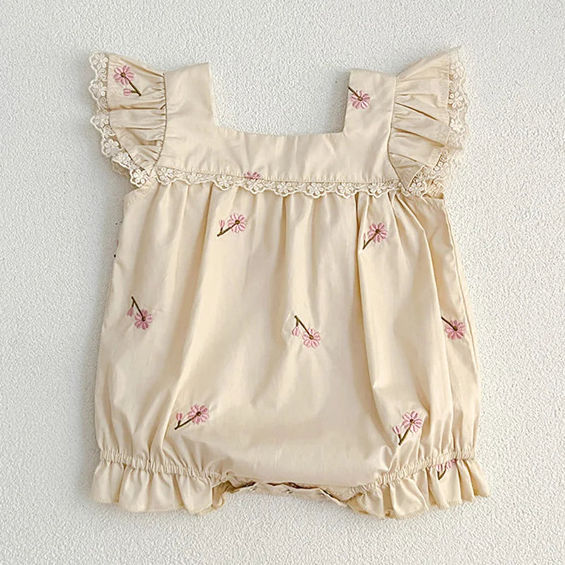 Baby Girls Sleeveless Embroider Flower
