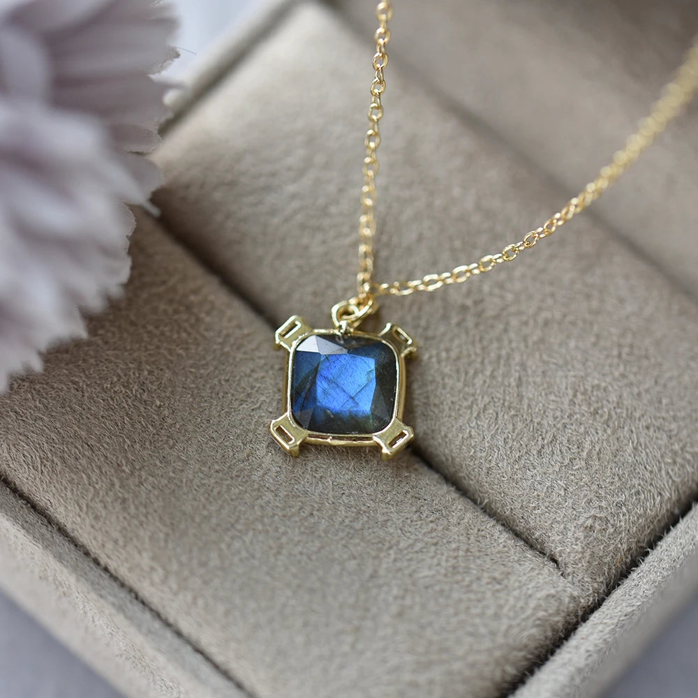 Itsmos Natural Labradorite Square Windmill Pendant