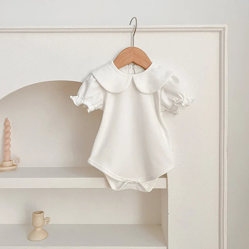 Newborn Cotton Bow & Ruffle Jumpsuit