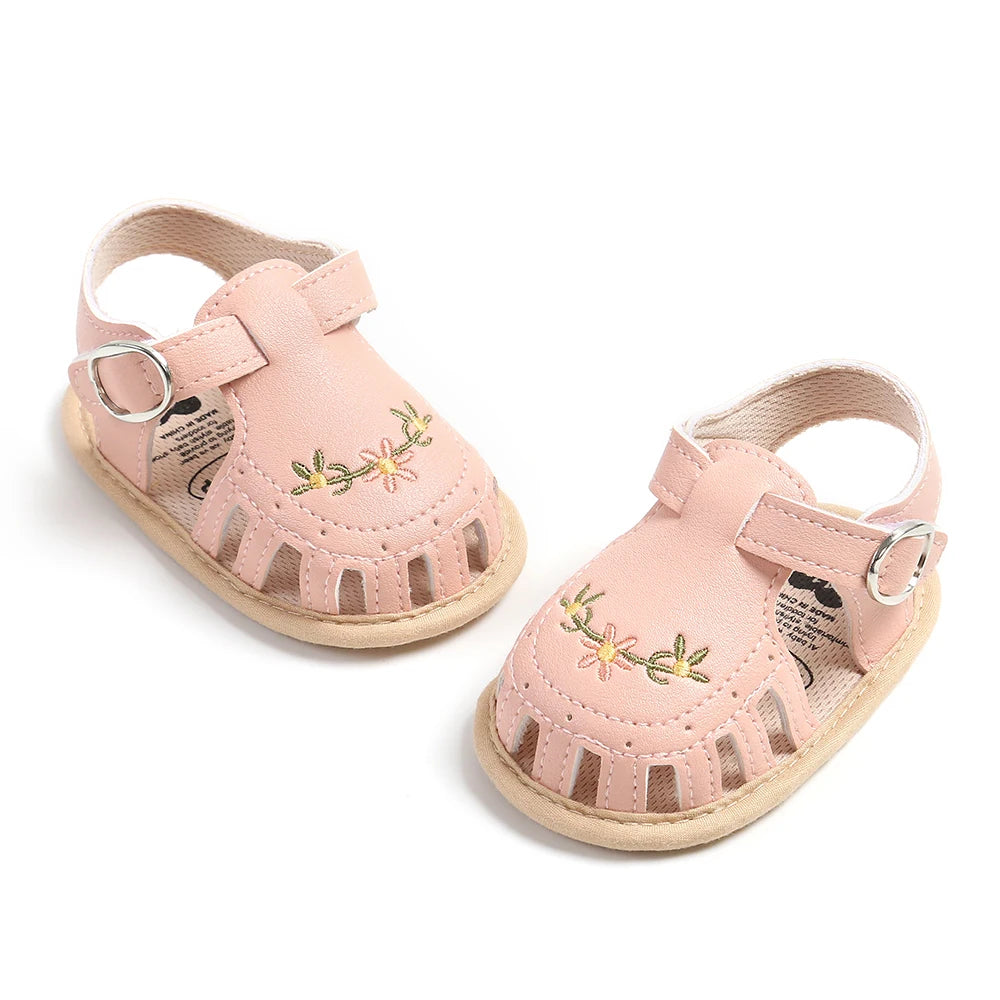 Baby Girl Summer Sandals – Breathable Lightweight Floral Wrap-Toe Shoes