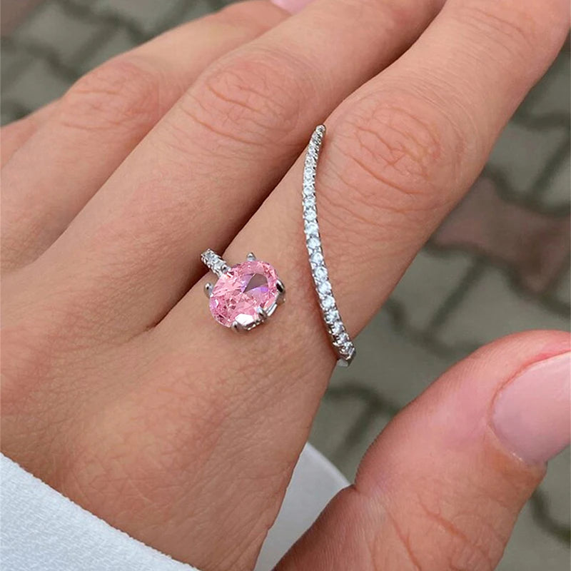 Huitan Fashionable Geometric Zirconia Ring