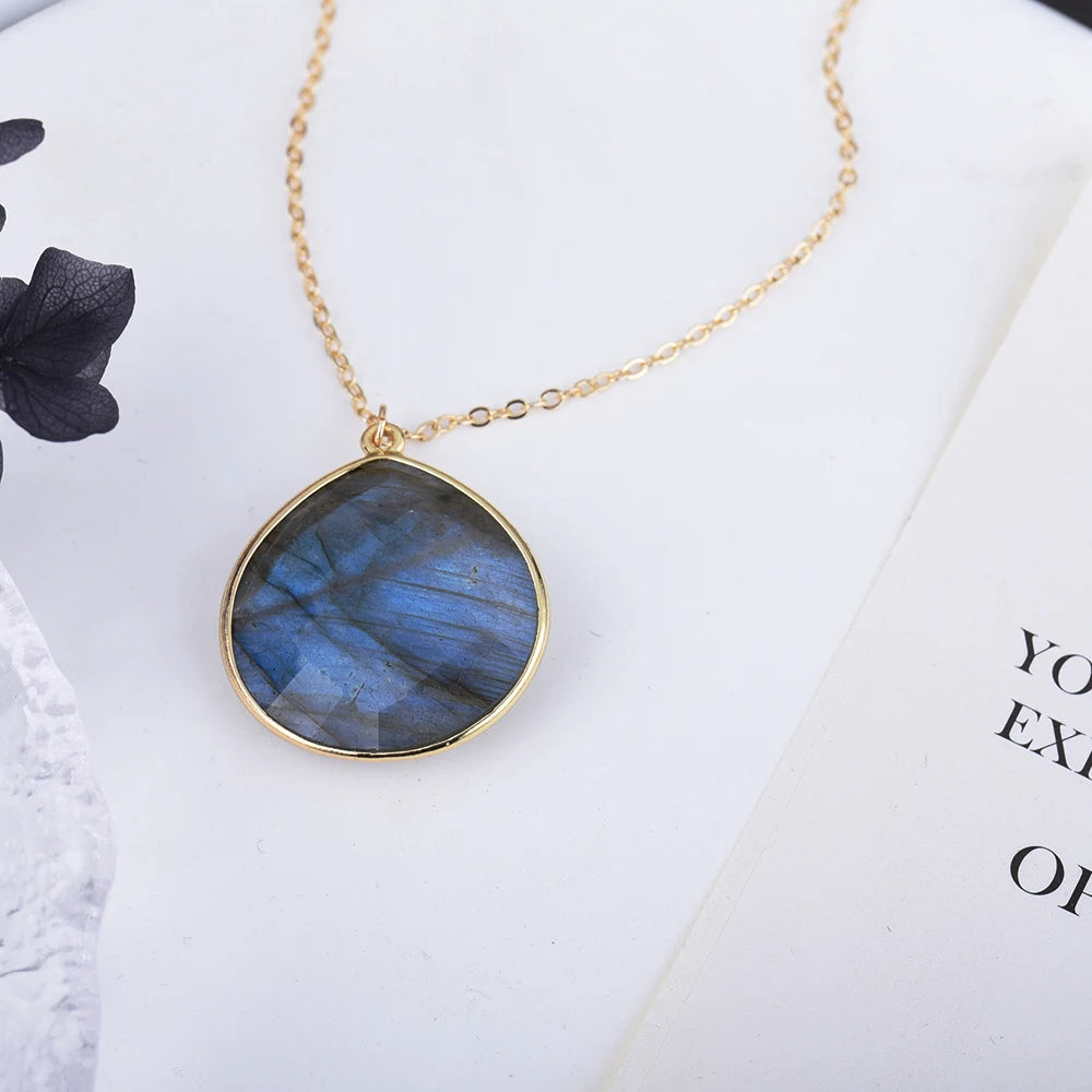 Itsmos Natural Labradorite Gold Plated Pendant